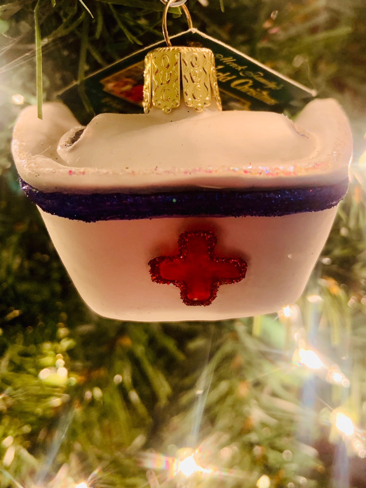 Old World Christmas Nurse's Cap Glass Blown Ornament